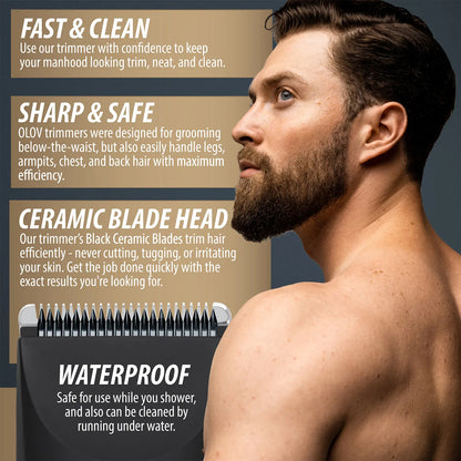 Anti-Nick Body & Ball Trimmer - SafeCeramic Blade Groomer for Men
